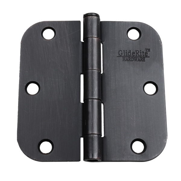 GlideRite 3.5" x 5/8" Radius Oil Rubbed Bronze Door Hinges (Pack of 12)