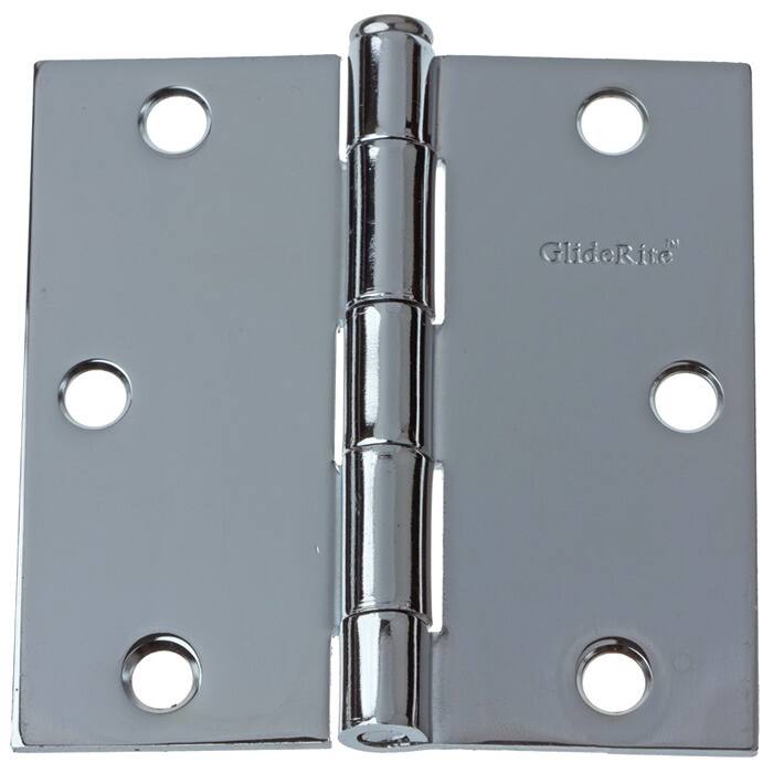 GlideRite 3.5" x 3.5" Square Corner Polished Chrome Door Hinges (Pack of 12)