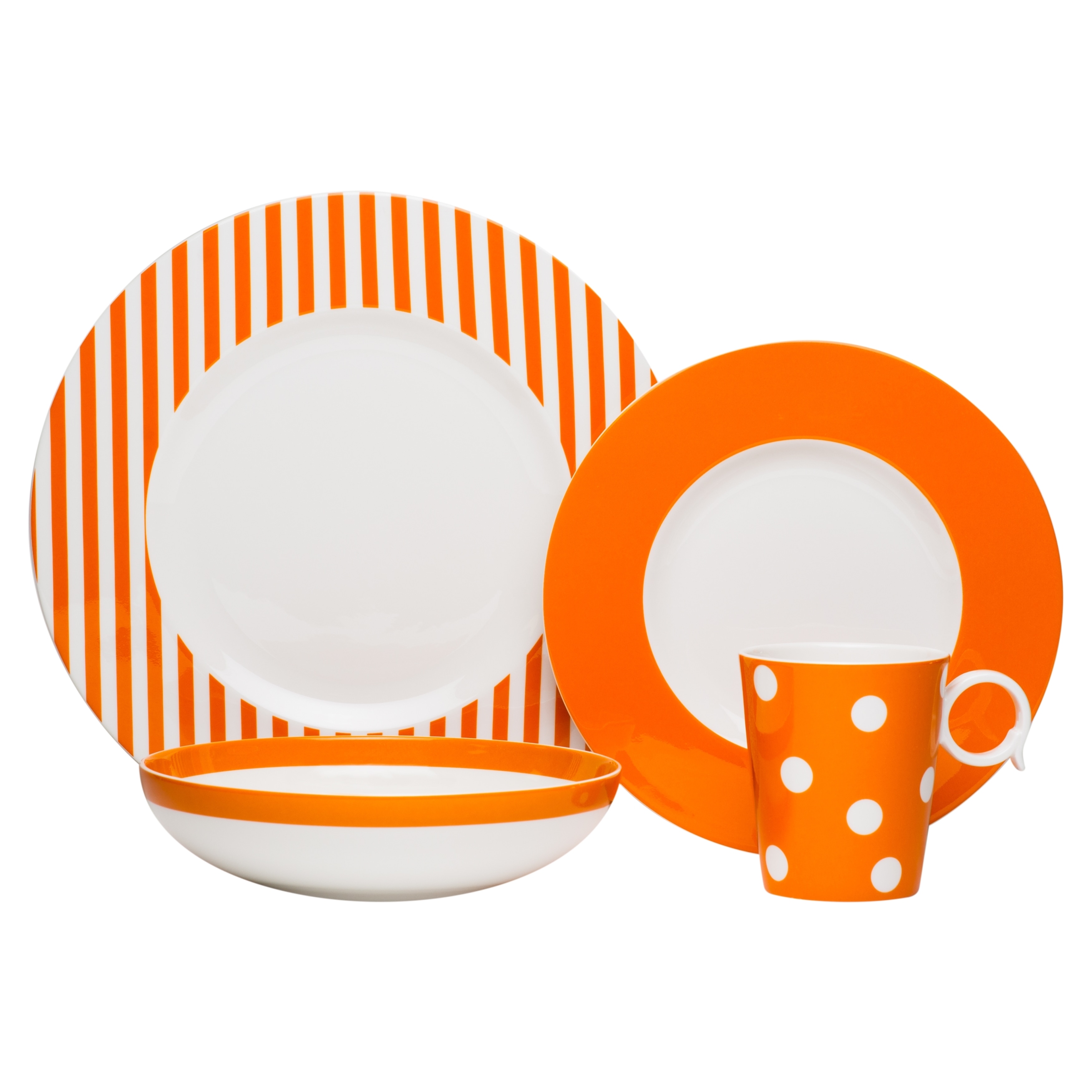 Red Vanilla Freshness Mix Orange 4 piece Place Setting