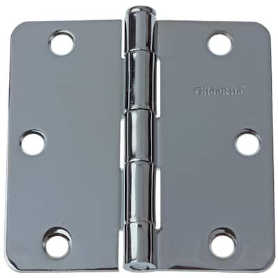 GlideRite 3.5" x 1/4" Radius Polished Chrome Door Hinges (Pack of 12)