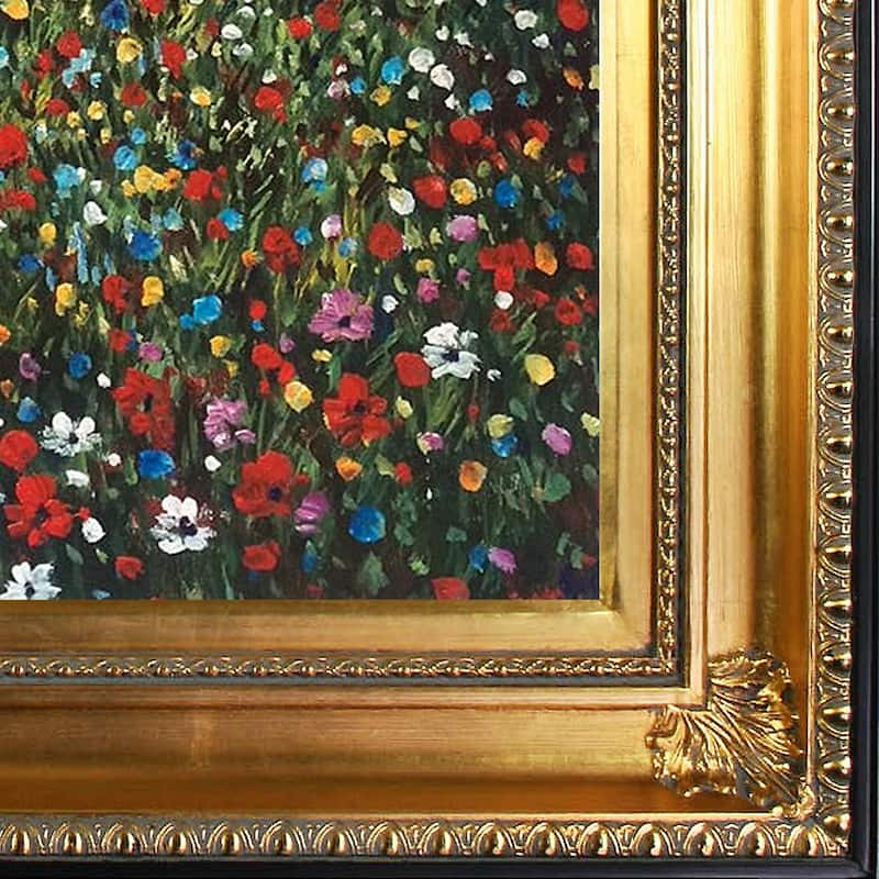 La Pastiche Gustav Klimt 'Field of Poppies' Hand Painted Framed Canvas