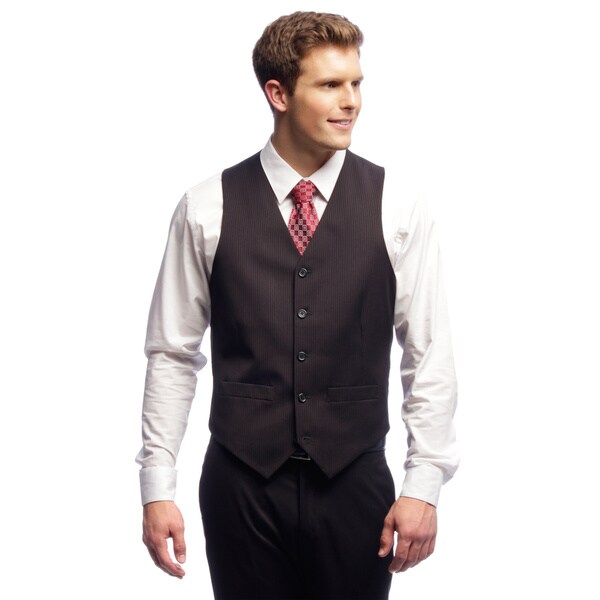 Shop Dockers Mens's Black Striped 5-button Suit Separates Vest - Free ...