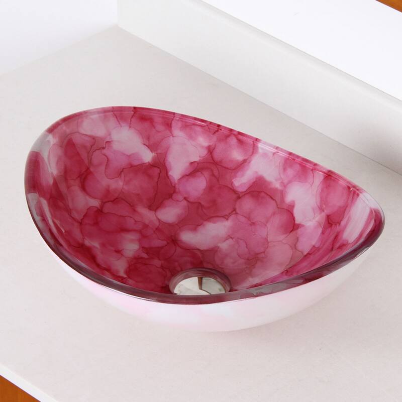Elite Unique Oval Cloud Style Tempered Glass Bathroom Vessel Sink