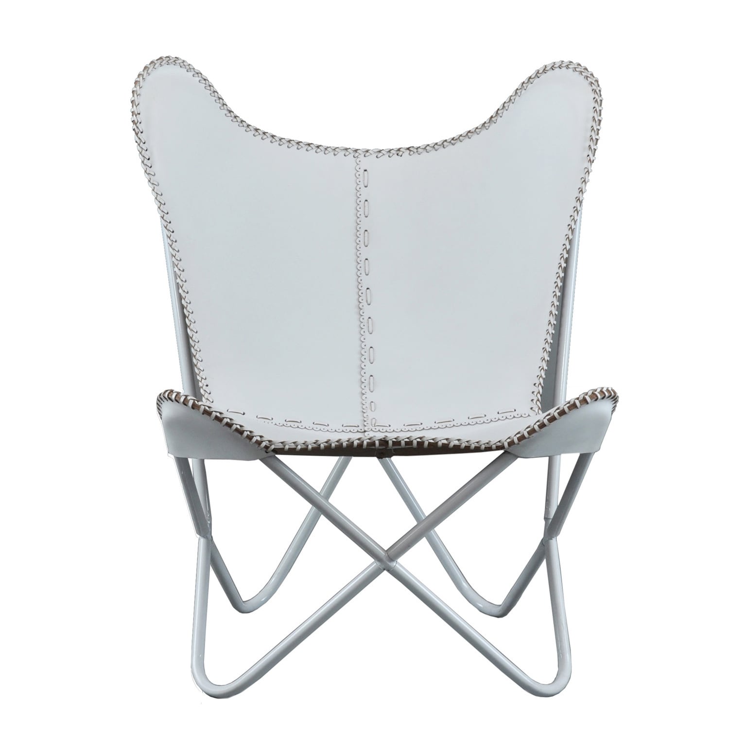 White Leather Butterfly Chair