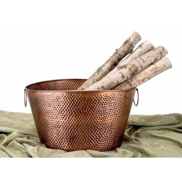 Metal Copper Fleur de lis Hammered Texture Tub