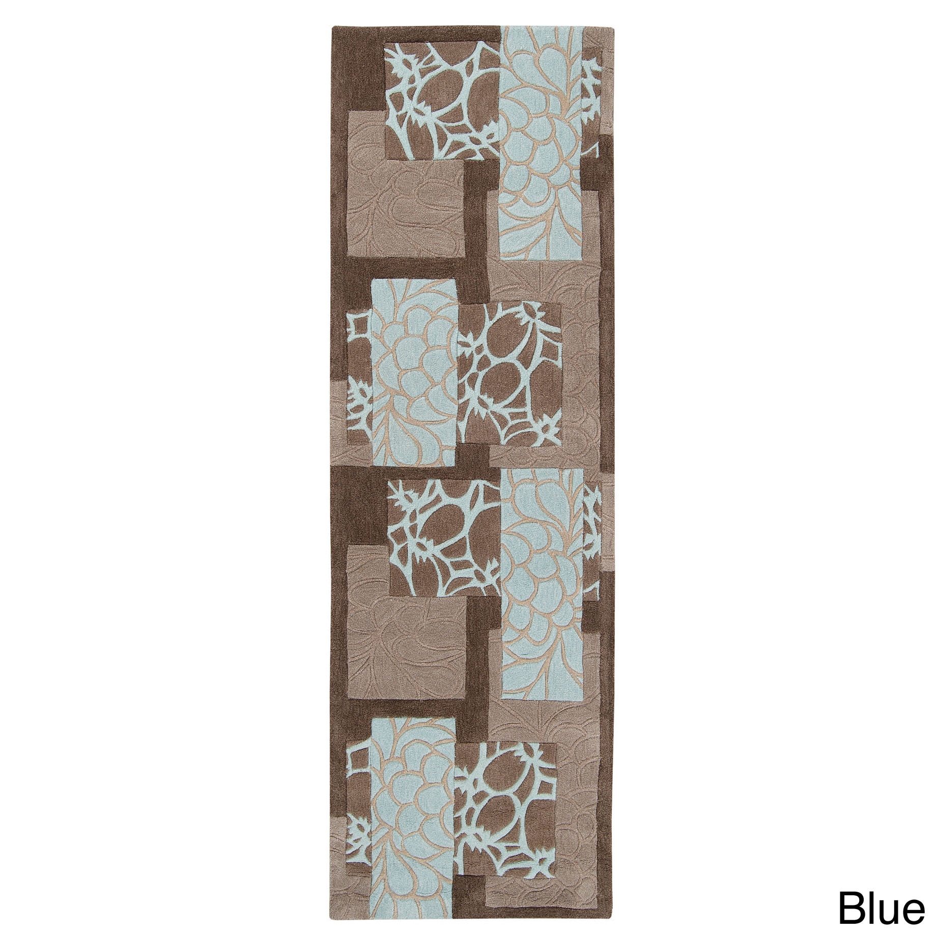 Hand tufted Floral Contemporary Red/ Blue Runner Rug (26 X 8)