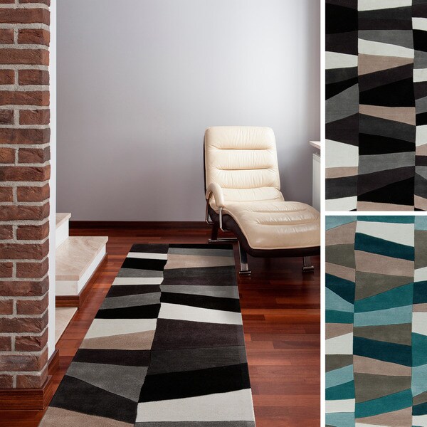 Handtufted Geometric Contemporary Runner Area Rug 2'6 x 8' Free