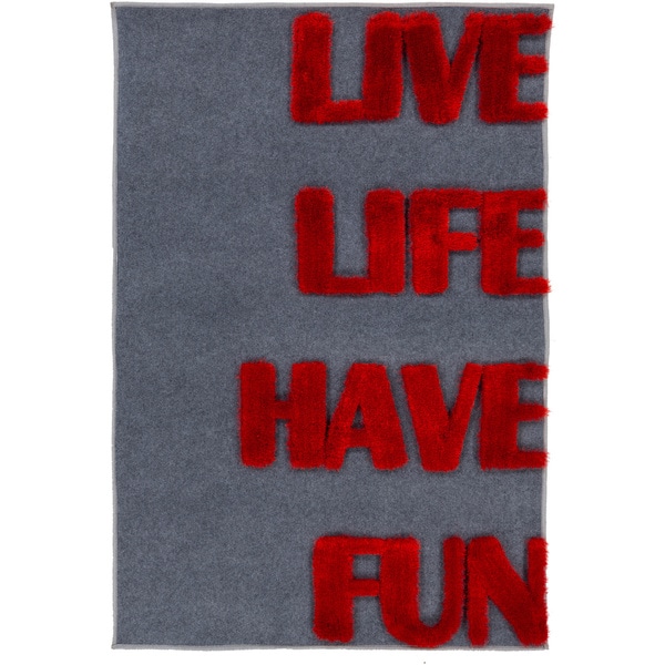 Pepper Hand-woven Live Laugh Shag Area Rug - 4' x 6'