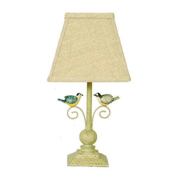 Somette Lovebird 12-inch Beige Linen Shade Accent Lamp