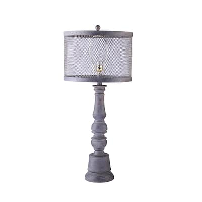 Somette Industrial Chic Lamp with Metal Mesh Shade
