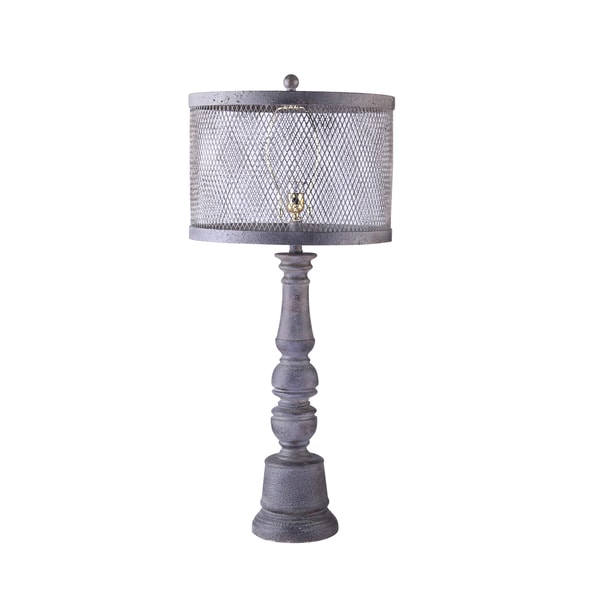 Somette Industrial Chic Chandelier Table Lamp with a Metal Mesh Shade