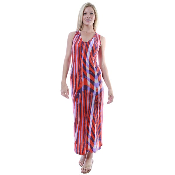 Shop 24 7 Comfort Apparel Women S Multicolor Print Sleeveless Tank Side Slit Maxi Dress Free