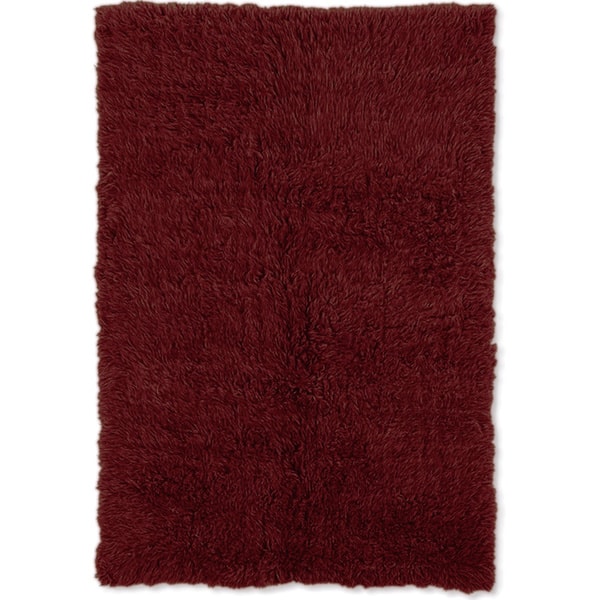 Linon Flokati Wool Thick Area Rug - 2'4" x 4'3" - Burgundy