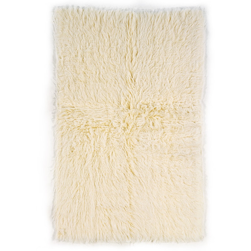 Linon Flokati Wool Thick Area Rug - 3'6" x 5'6" - Natural