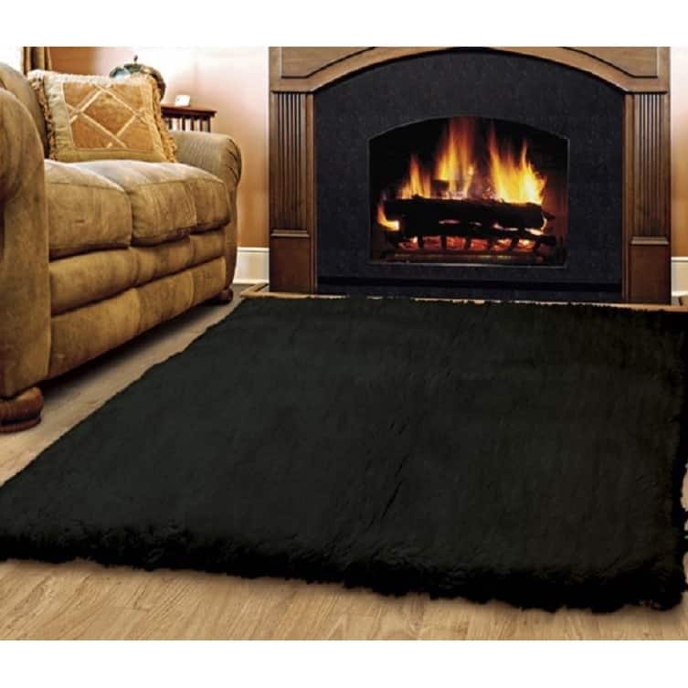 Linon Flokati Heavy Black Runner Area Rug - 2' x 8'