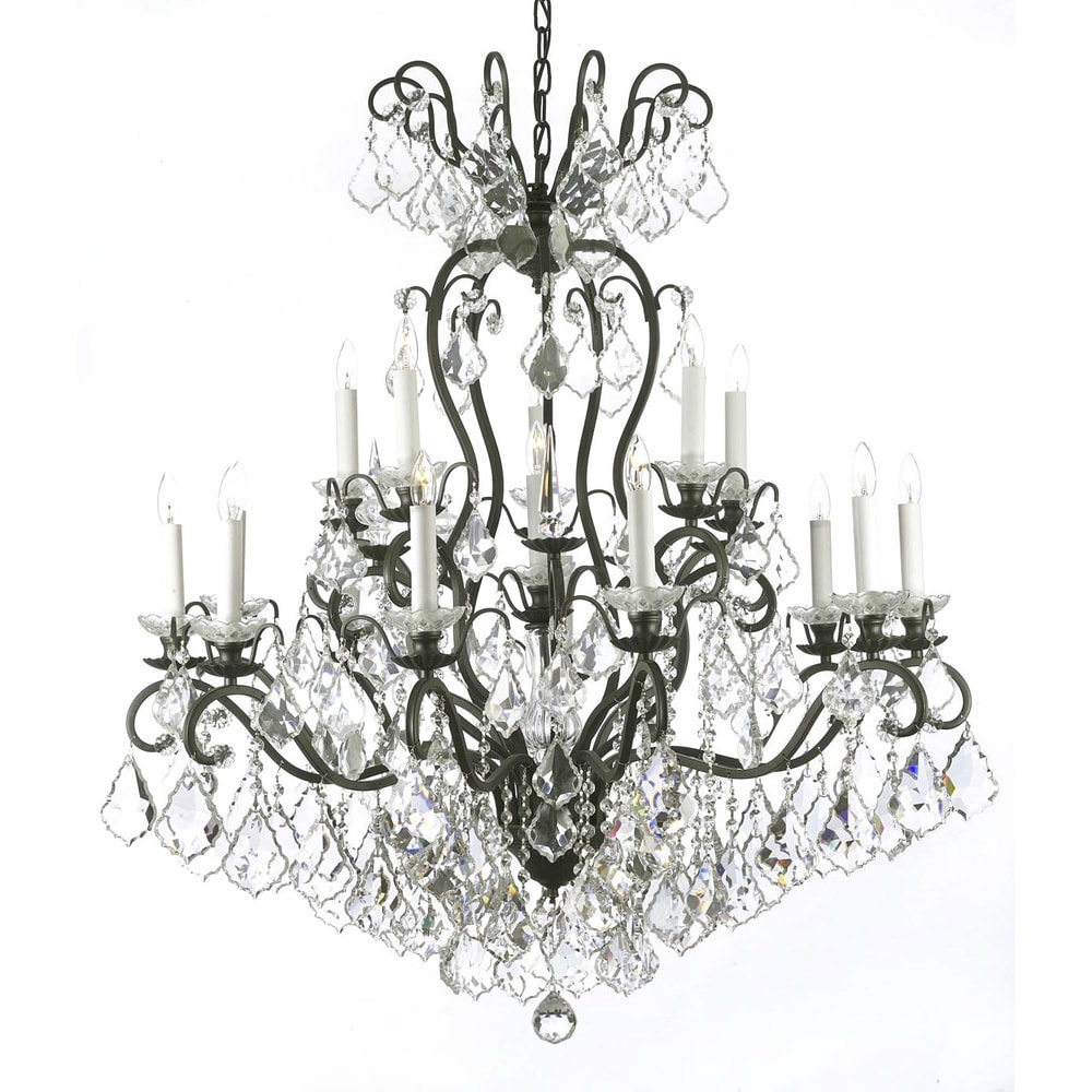 Gallery Palladium Crystal Glass 17 light 5 tier Contemporary Chandelier Gallery Palladium Crystal Glass 17 light 5 tier Contemporary Chandelier