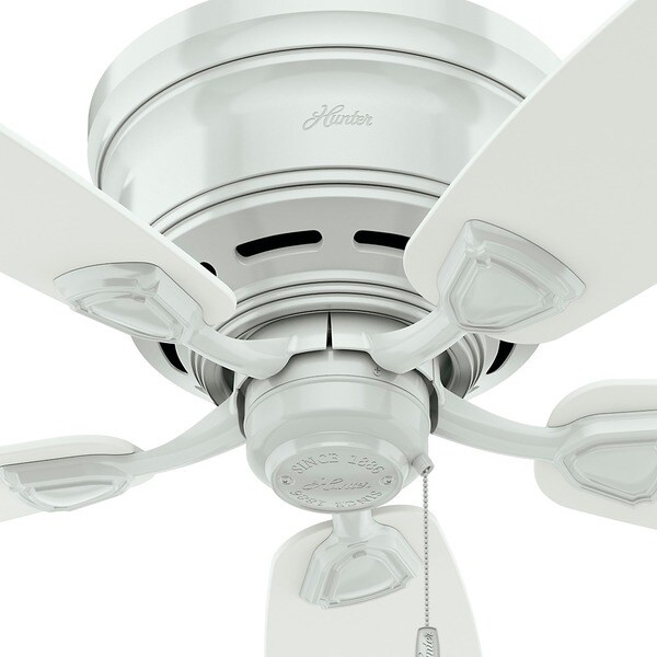 White Ceiling Fan With Five White Plastic Blades Hunter 53119 Sea