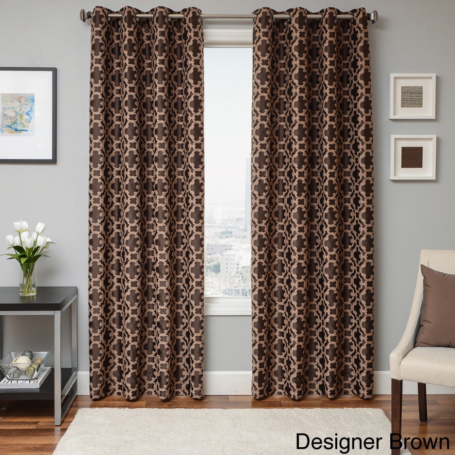 Peyton Tile Woven Jacquard Grommet Top Curtain Panel