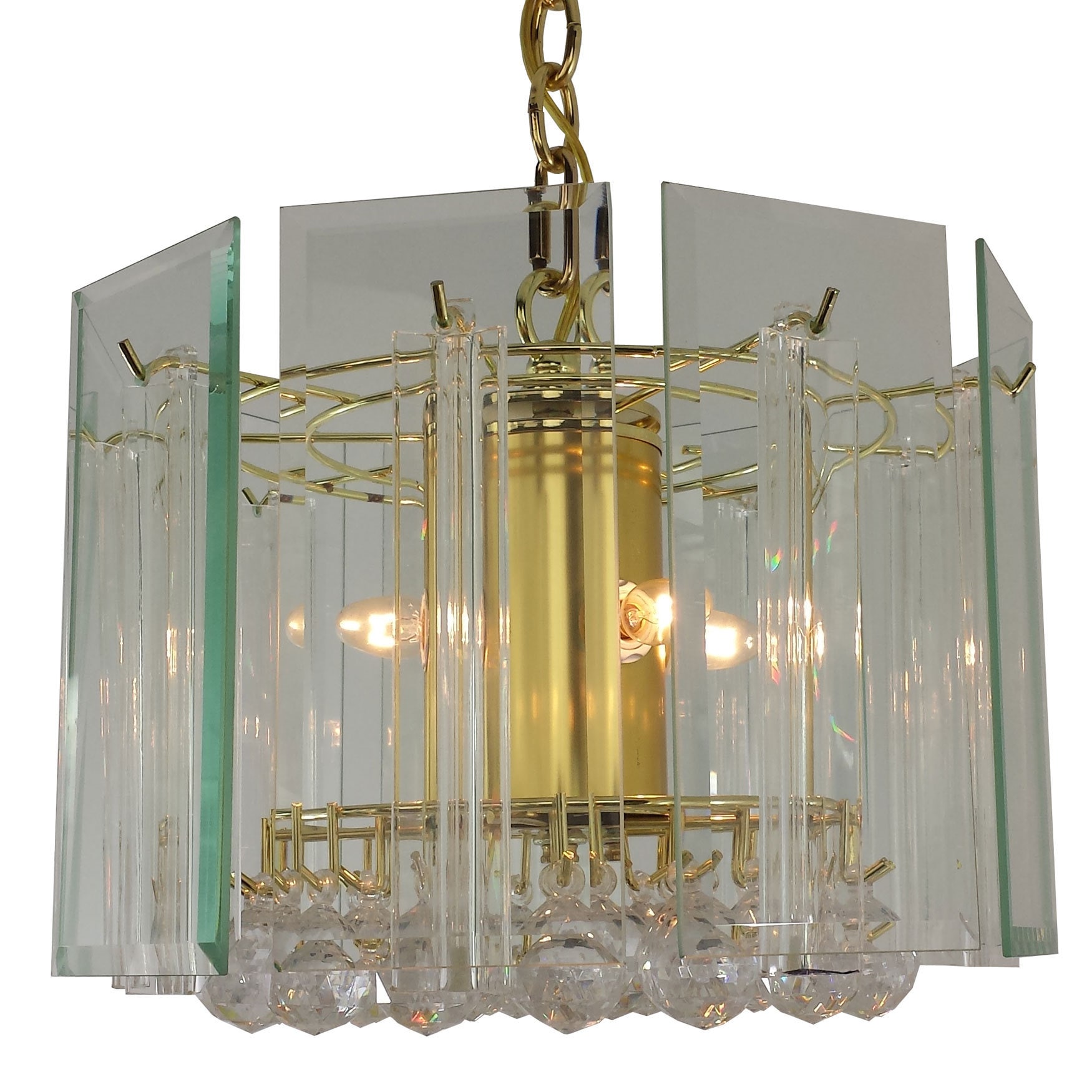 Contemporary 4 light Chandelier With Brass Finish