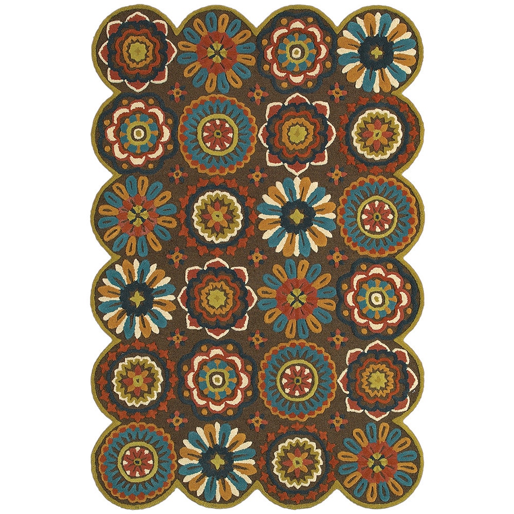 Lnr Home Dazzle Brown Floral Area Rug (5 X 8)