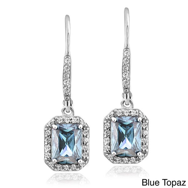cubic zirconia emerald cut earrings