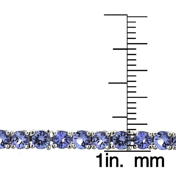 Glitzy Rocks Sterling Silver 11.25ct Tanzanite 4mm Round Tennis Bracelet