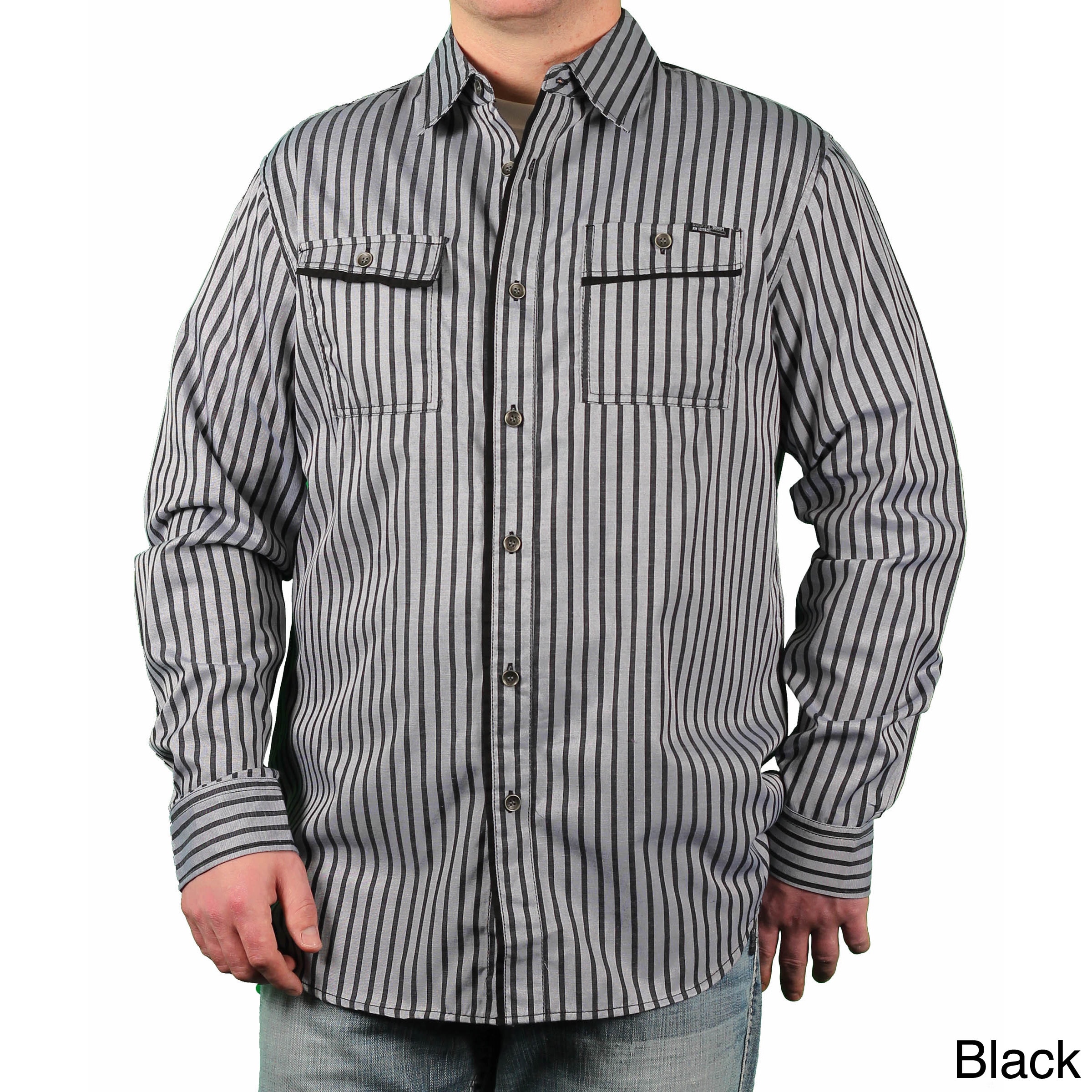 Mo7 Mens Pencil Striped Button down Shirt