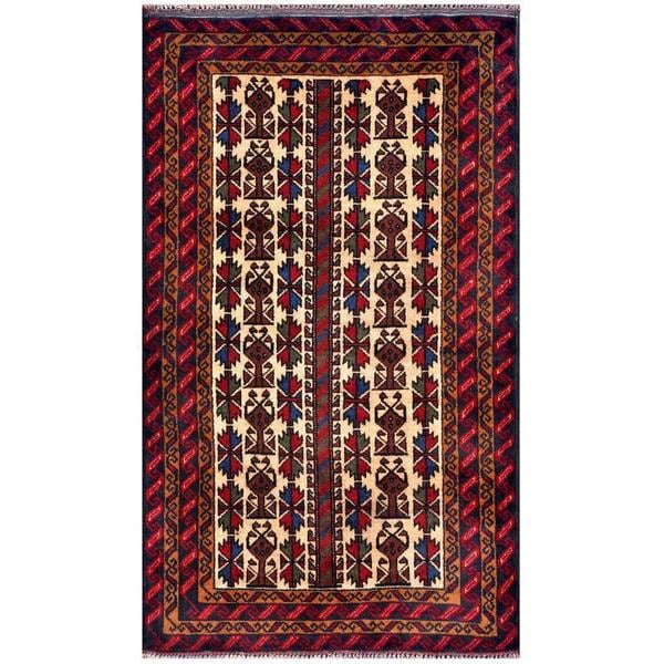 Handmade Herat Oriental Afghan 1960s Semi-antique Tribal Balouchi Wool Rug (Afghanistan) - 2'9 x 4'9
