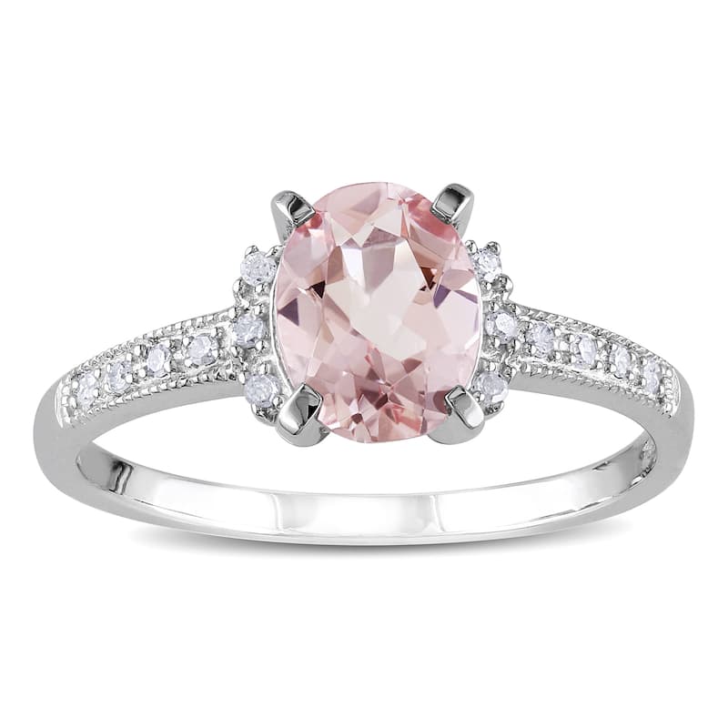 Miadora Sterling Silver 1 1/6ct TGW Morganite and Diamond Accent Cocktail Ring - 5