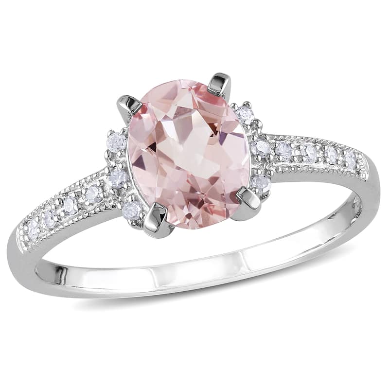 Miadora Sterling Silver 1 1/6ct TGW Morganite and Diamond Accent Cocktail Ring