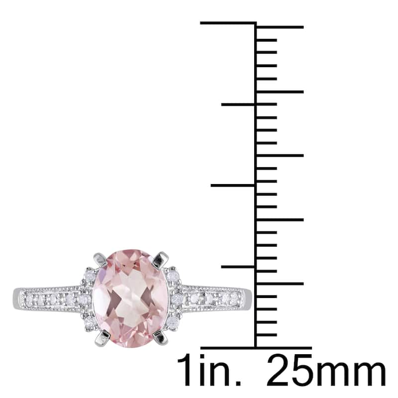 Miadora Sterling Silver 1 1/6ct TGW Morganite and Diamond Accent Cocktail Ring