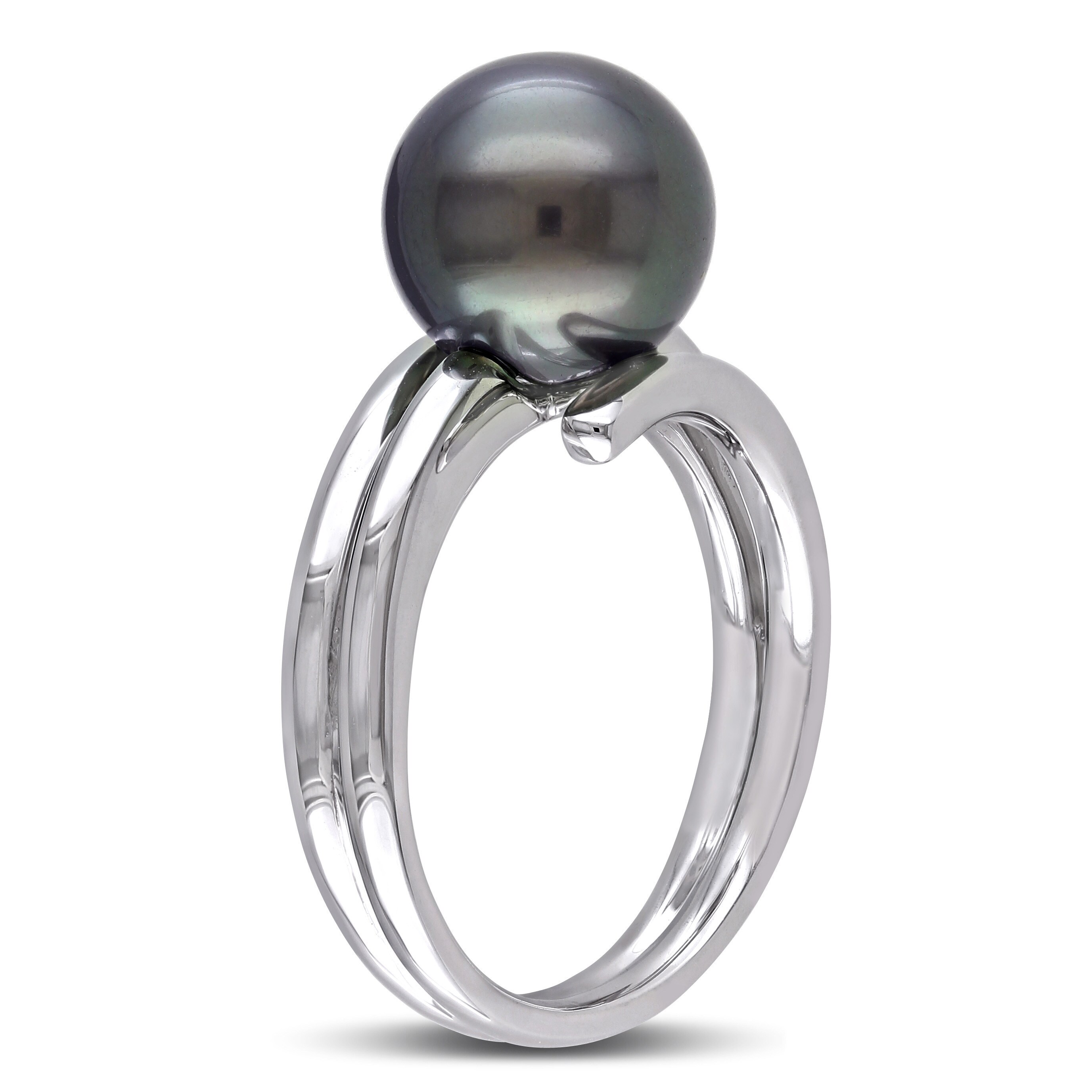 sterling silver black pearl ring