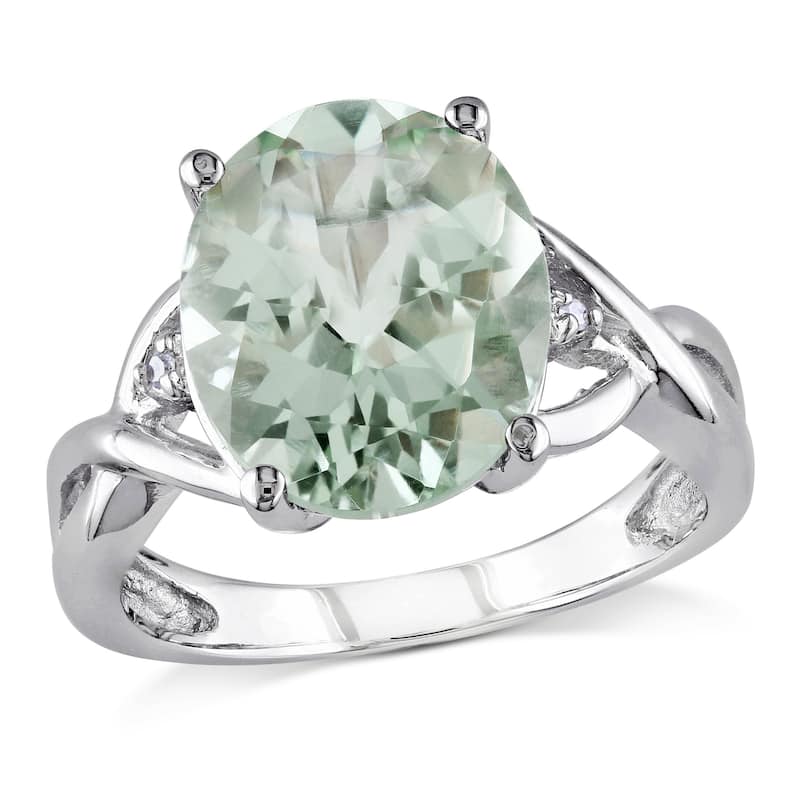 Miadora Sterling Silver 4 1/3ct TGW Green Amethyst and Diamond Accent Cocktail Ring