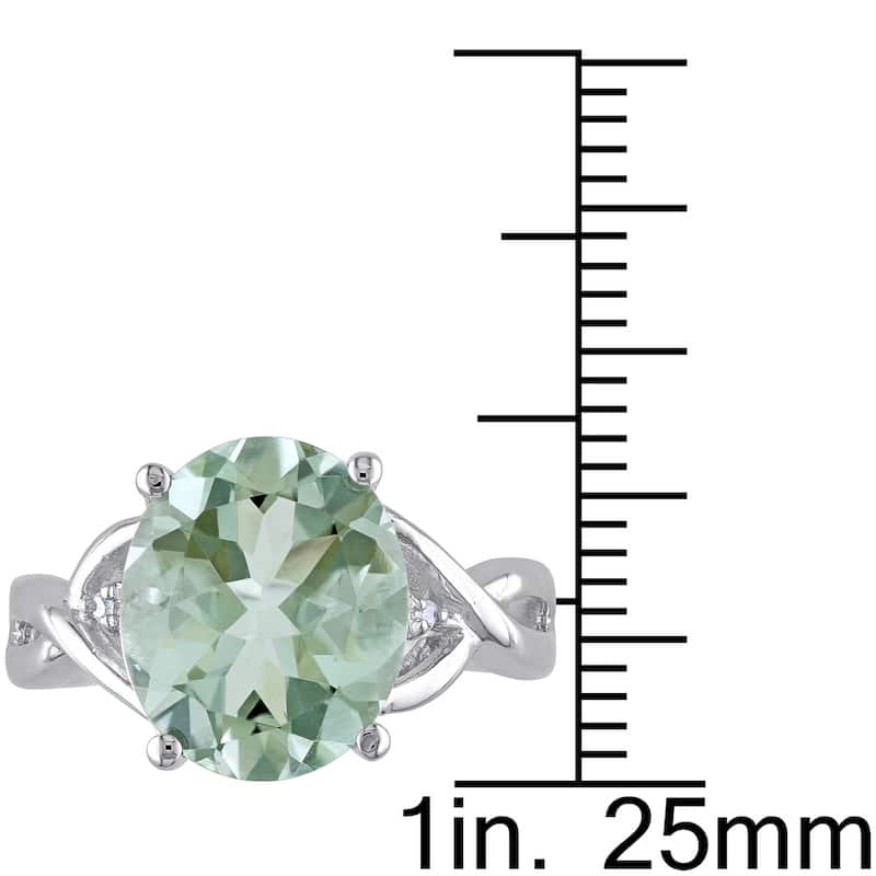 Miadora Sterling Silver 4 1/3ct TGW Green Amethyst and Diamond Accent Cocktail Ring