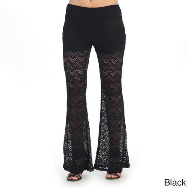 Hadari Women's Swirl Lace Palazzo Pants Casual Pants