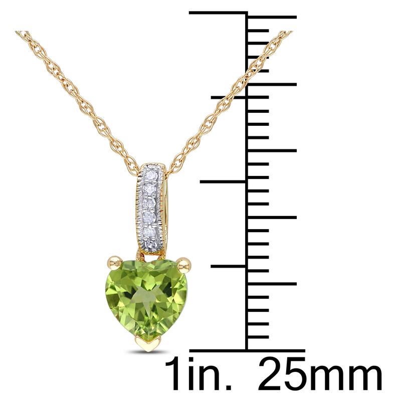Miadora 10k Yellow Gold Peridot and Diamond Accent Heart Necklace
