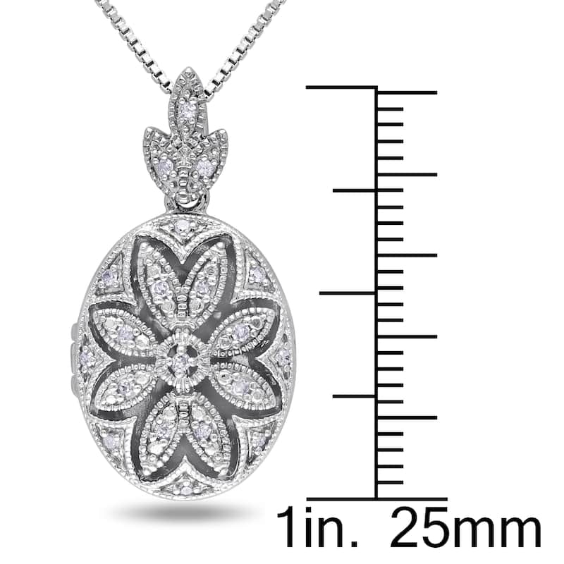 Miadora Sterling Silver Vintage Diamond Locket Necklace