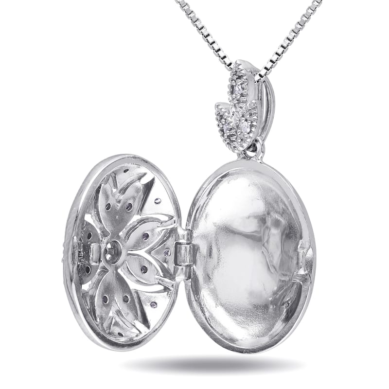 Miadora Sterling Silver Vintage Diamond Locket Necklace