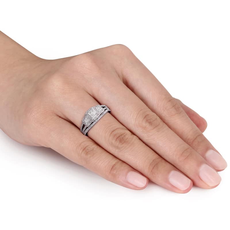 Miadora Sterling Silver 1/4ct TDW Diamond Bridal Ring Set
