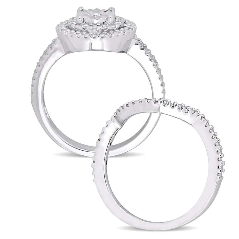 Miadora Sterling Silver 1/4ct TDW Diamond Bridal Ring Set