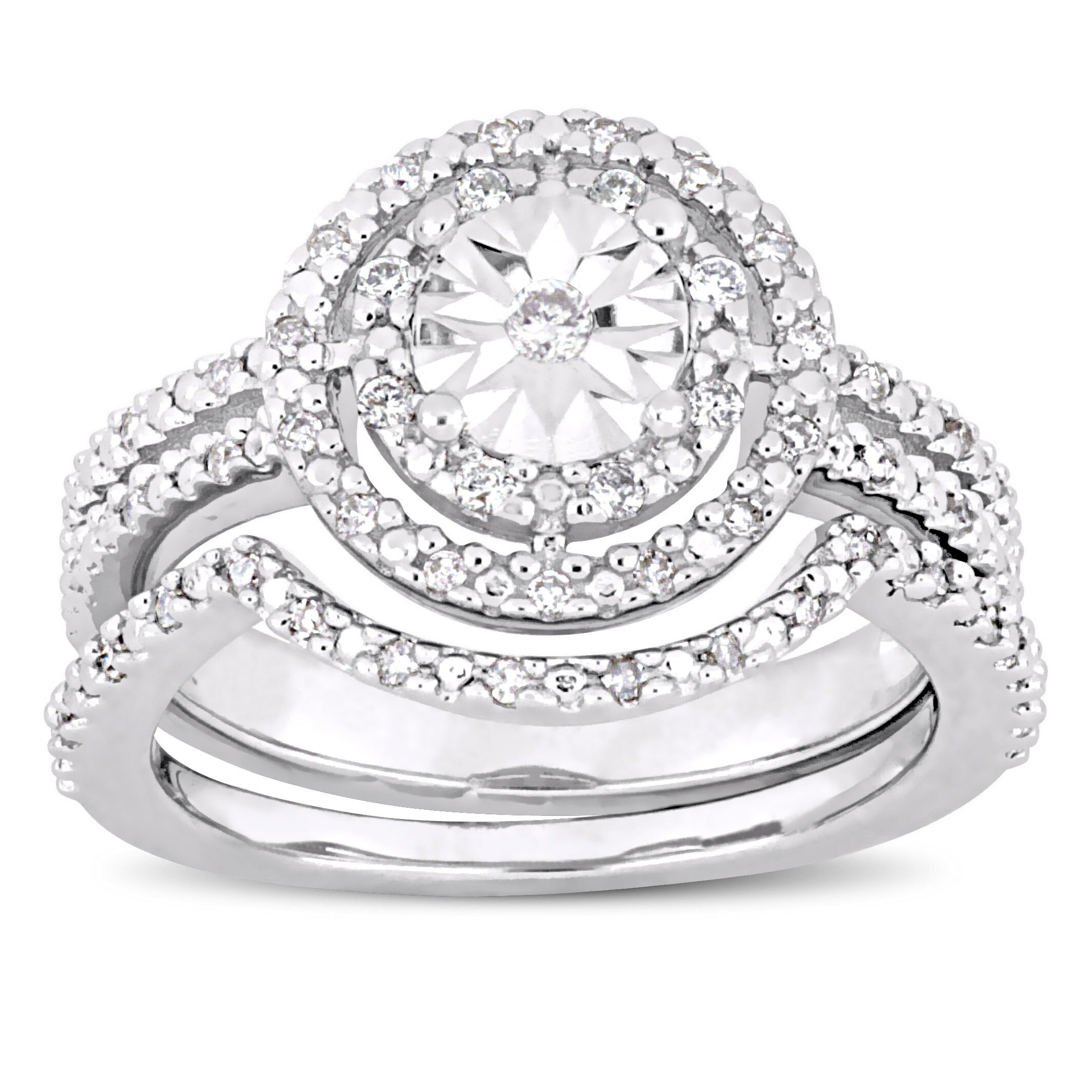 Sterling Silver Diamond Wedding Ring Sets - Wedding