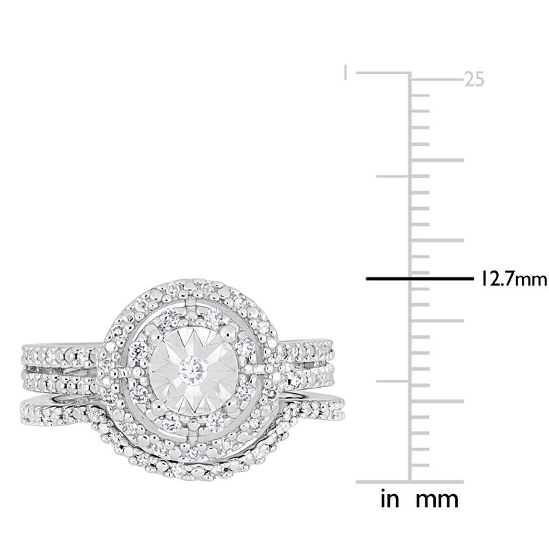 Miadora Sterling Silver 1/4ct TDW Diamond Bridal Ring Set