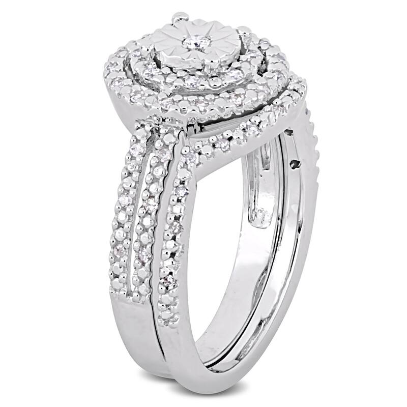 Miadora Sterling Silver 1/4ct TDW Diamond Bridal Ring Set
