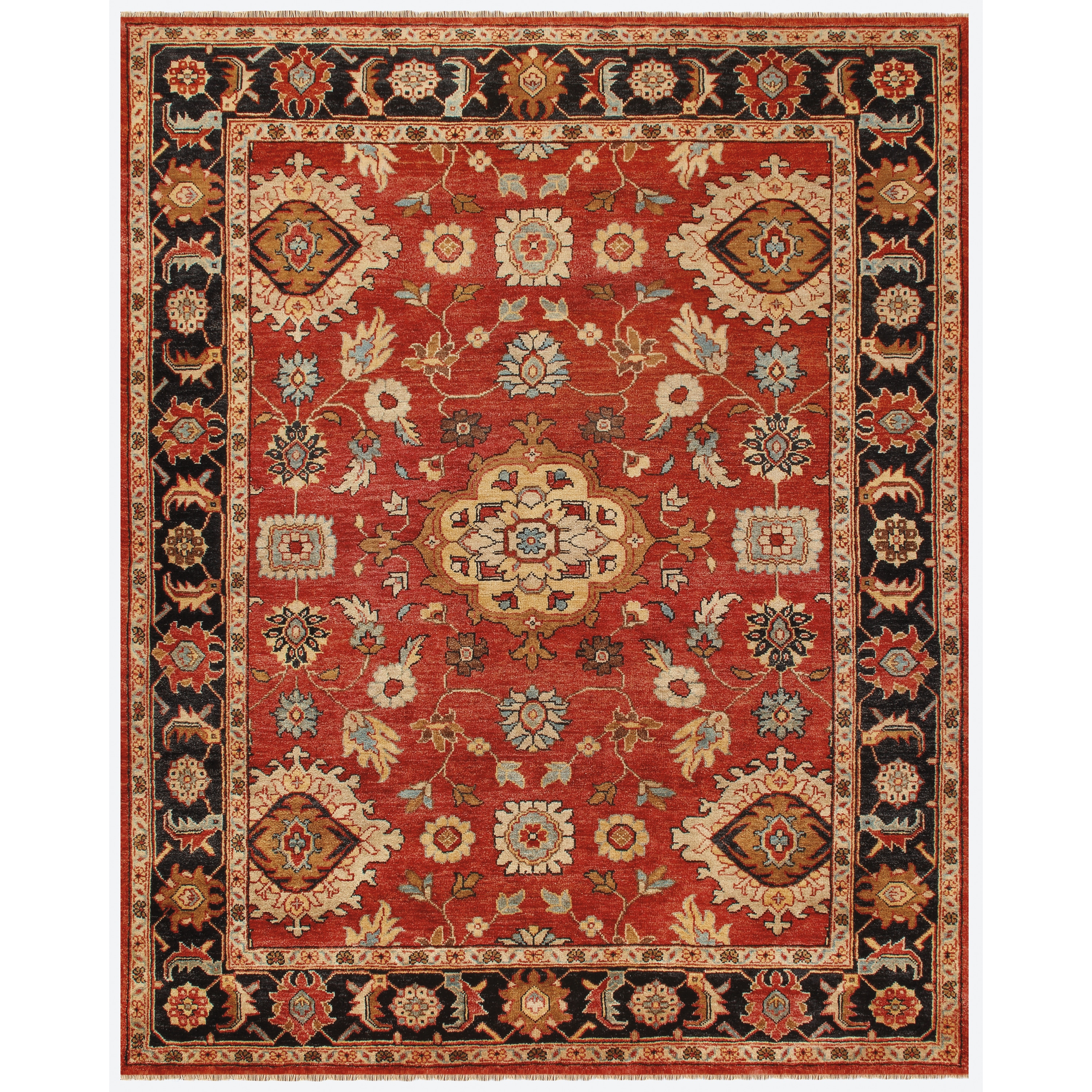 Hunter Traditional Red Black Rug (96 X 136)