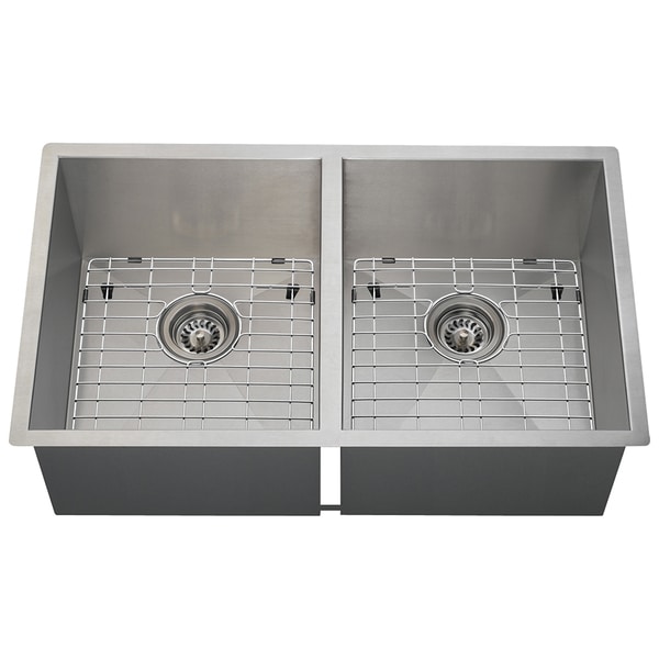 Polaris Sinks PD2233 Double Equal Rectangular Stainless Steel Kitchen