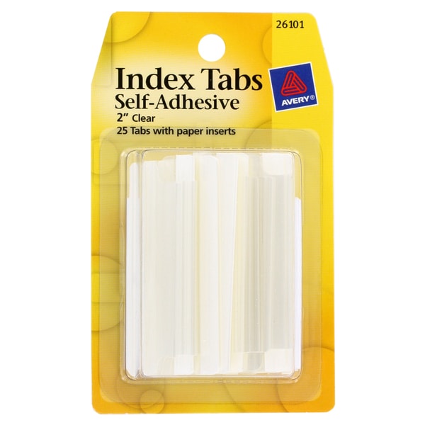 Avery Self Adhesive 2 inch Index Tabs with Writable Inserts (Pack of