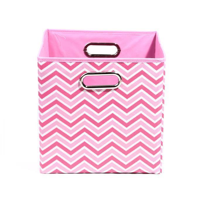 Rose Pink Chevron Folding Storage Bin
