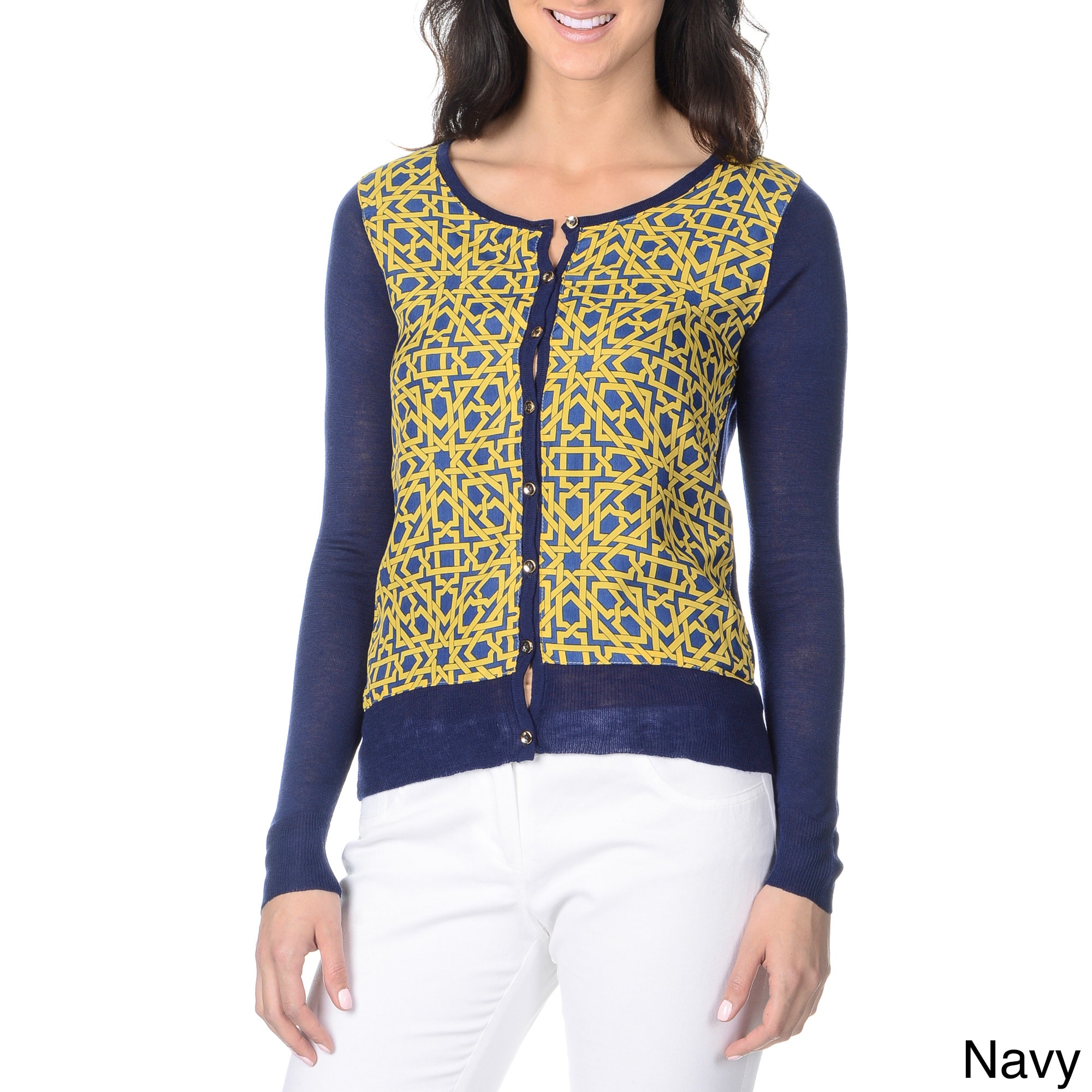 Yal New York Womens Status Print Cardigan