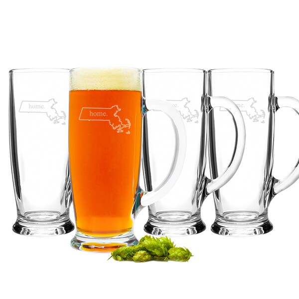 Personalized Home State Craft Beer Mugs Set Of 4