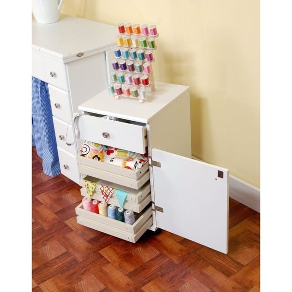 Shop Arrow Suzi White Crafts Sewing Machine Table Four Drawer